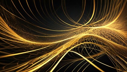 golden lines dances across a deep, abstract background with glowing lines, modern black backdrop, creating a luxurious 3D-style concept, abstract background with lines