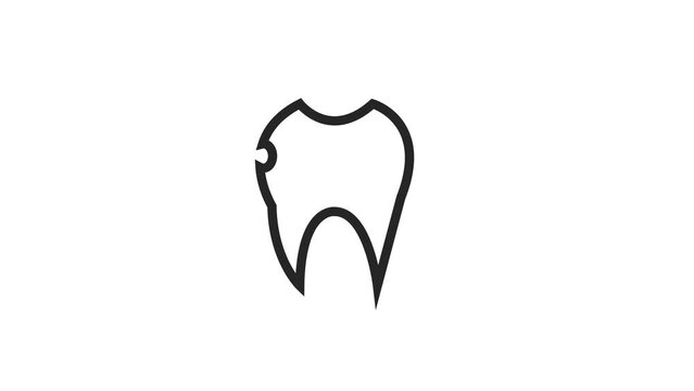 Tooth icon animated on a white background.