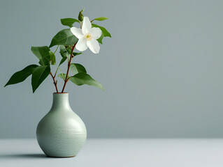 white vase with flowers