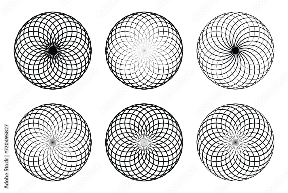 Poster Monochrome elegant circular pattern crossed circles.