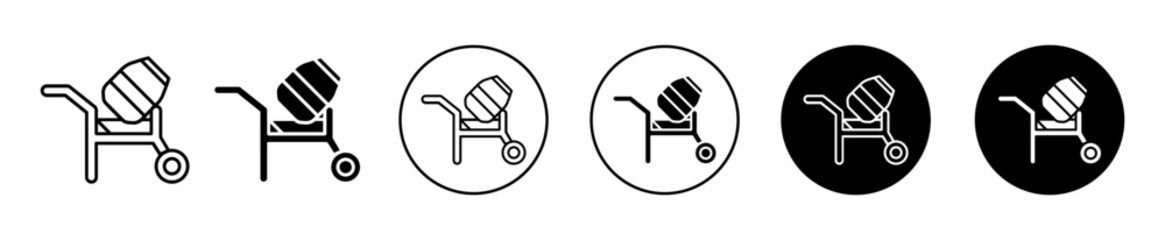 cement mixers vector icon set collection. cement mixers Outline flat Icon.