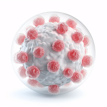 White-blood-cell, lymphocyte, transpicuous-membrane, huge-nucleus, 3D-visualization on isolated background.