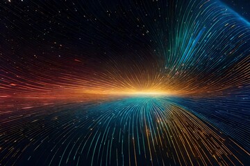 Envision a breathtaking AI-crafted scene where Abstract Waves, Rainbows, and Stars come together to symbolize the perpetual motion of change, possibility, and mystery.

