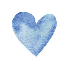 Watercolor blue hearts. Valentine's Day. Colorful watercolor romantic texture. Llovely card