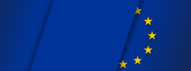 EU Europe Union flag background, banner, wallpaper for text. Europe patriotic template golden stars and blue field 