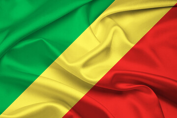 Flag Of Congo-Brazzaville, Congo-Brazzaville flag, National flag of Congo-Brazzaville. fabric flag of Congo-Brazzaville.