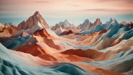 Abstract 3D landscapes with surreal dimensions.