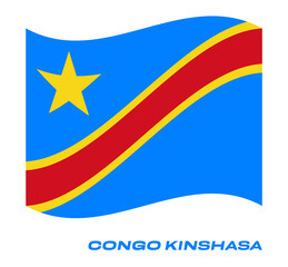 Flag Of Congo-Kinshasa, Congo-Kinshasa flag, National flag of Congo-Kinshasa. wavy flag of Congo-Kinshasa.