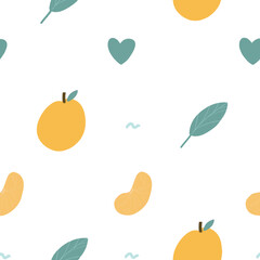 Seamless pattern with orange and leaves
