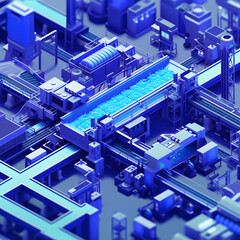 Isometric factory automated conveyor line Industrial illustration factory assembly line