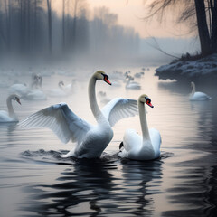 swans in the river
