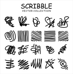 Set of hand drawn ink pen scribbles