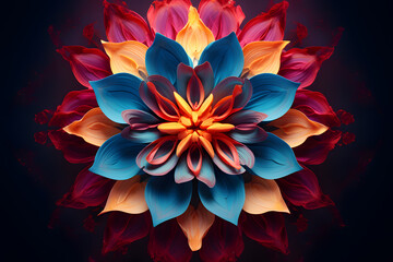  flower with colorful petals  - obrazy, fototapety, plakaty