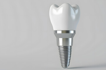 Close up of dental teeth implant isolated on light grey background