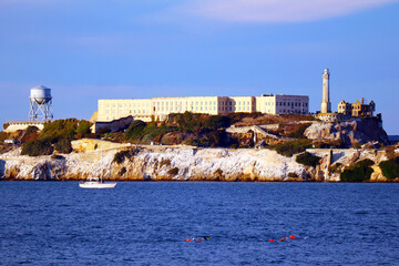 San Francisco, California: view of Alcatraz Island with prison - 720507077