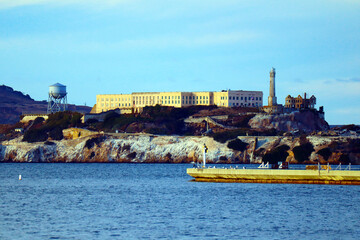 San Francisco, California: view of Alcatraz Island with prison - 720507079