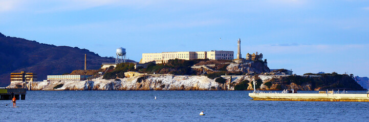 San Francisco, California: view of Alcatraz Island with prison - 720507081
