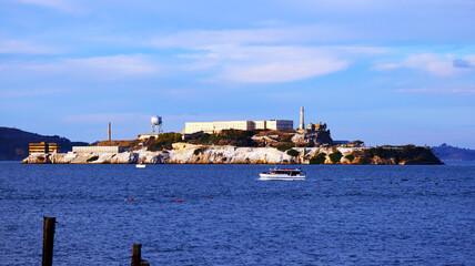 San Francisco, California: view of Alcatraz Island with prison - 720507086