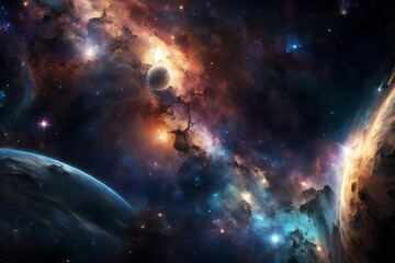 space colorfully galaxy background in frightful colors  - obrazy, fototapety, plakaty