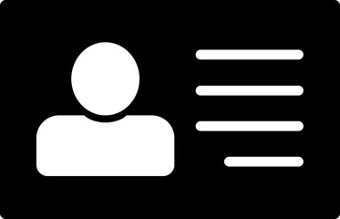 ID card icon. driver license, staff identification card symbol in Fill style for website, banner and graphic design element isolated on transparent background. Identity sign vector illustration.