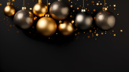 Obraz premium Luxurious Christmas balls on glowing bokeh background, Christmas and New Year minimalistic background