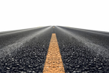 Abstract asphalt road going to the distance isolated on white background. 