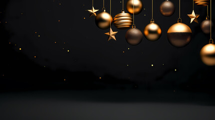 Luxurious Christmas balls on glowing bokeh background, Christmas and New Year minimalistic background
