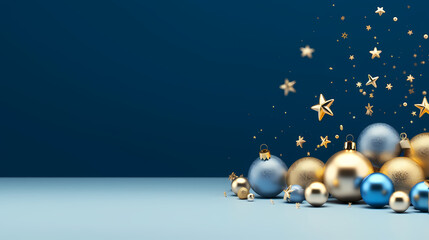 Luxurious Christmas balls on glowing bokeh background, Christmas and New Year minimalistic background