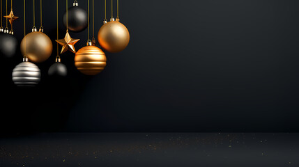 Luxurious Christmas balls on glowing bokeh background, Christmas and New Year minimalistic background