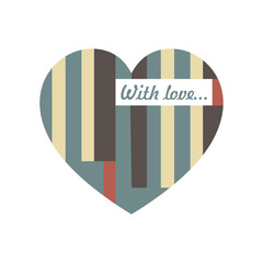 Happy Valentine's day. Greeting card with hearts. Heart made of abstract geometric pattern