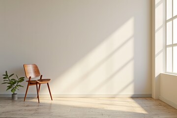 Plain Wall Hosts Minimalist Interior Featuring Single Chair
