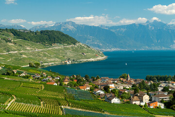 village on the lake Lavaux, Switzerland