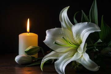 A White Lily And A Candle