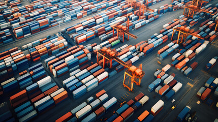 aerial view of contrainer yard logistic