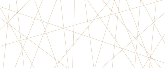 Abstract luxury gold geometric random chaotic lines with many squares and triangles shape on white background. Abstract golden lines pattern texture business background.	