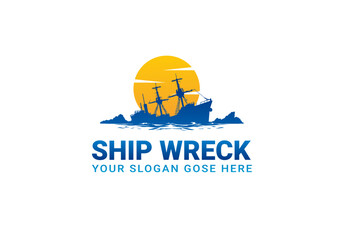 Vintage Ship Wreck Logo design 