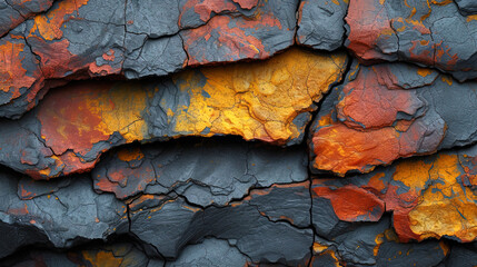 Multi colored shades of frozen lava, from yellow and orange to red and b