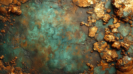 Oxidized bronze sheet a surface with stains of greenishbrown oxidation, which gives the character of an old copper mate