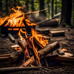 a close-up of a campfire in forest