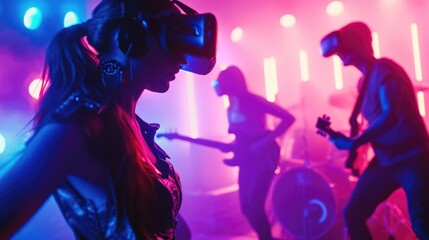 Metaverse concert party avatars and online music performances via VR glasses in the world of Metaverse
