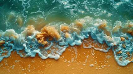 Sand with shades of the azure sea texture with blue and green shades that create associations with the azure