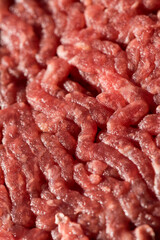 macro view of raw minced beef meat