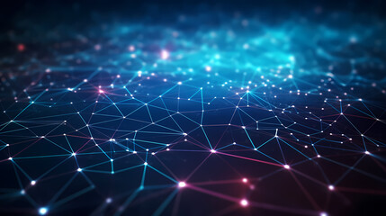 Obraz premium Futuristic technology background of digital glowing waves and network system