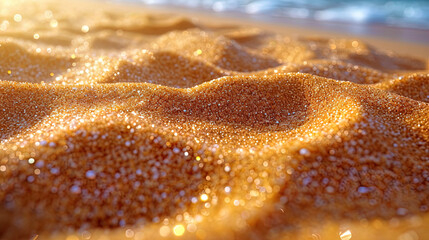 Sunny texture sand sand with bright shades under the sun's rays, giving it a warm and bright appear