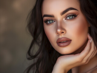 Obraz premium Professional photo model for make up background