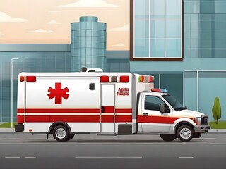ambulance car on the street,generative ai