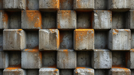 The texture of the concrete block with a visible geometric structure forming pa