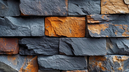 The texture of the stone on the tiles with dark shades, giving the walls a strict and solid lo