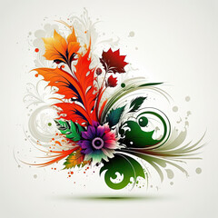 abstract floral White blank background