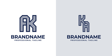 Letters AK and KA Dot Monogram Logo, Suitable for business with AK or KA initials